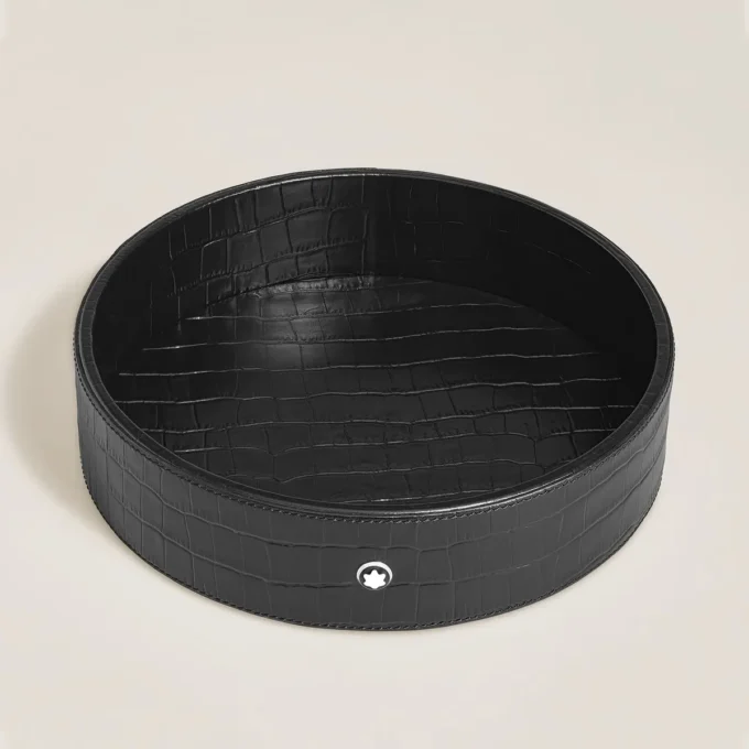 Tavă de birou mare, piele cu imprimeu croco, negru Tavă de birou mare, piele cu imprimeu croco, negru